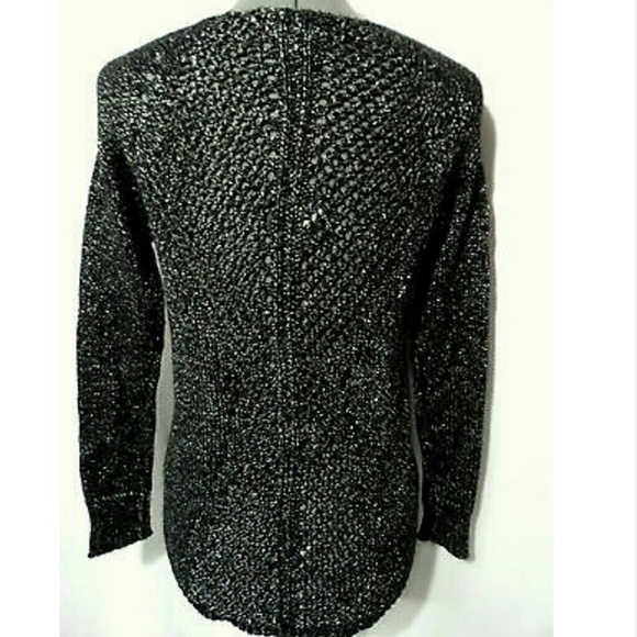 ROCK & REPUBLIC Crochet Sweater Top XS Black Silve - Picture 5 of 6